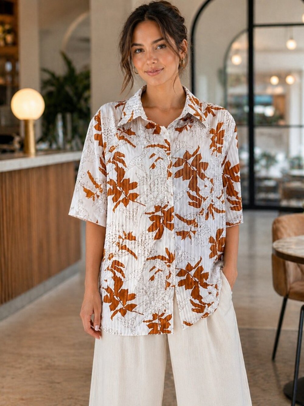Oversized Floral Button-Up Shirt NWT